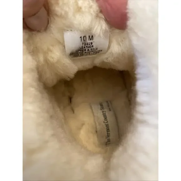 The Vermont Country Store Shearling Leather Bootie Slippers Soft Sole Sz 10 - Picture 11 of 12